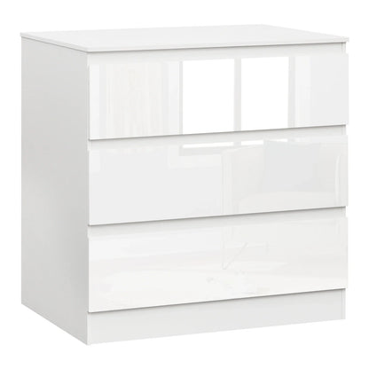 Ladekast - 3 Lades - Nachtkastje - Salon - Bijzet - Kantoor - 80 x 48 x 78 cm – Houten Archiefkast - Grote Opberglades – Thuisgebruik - Wit