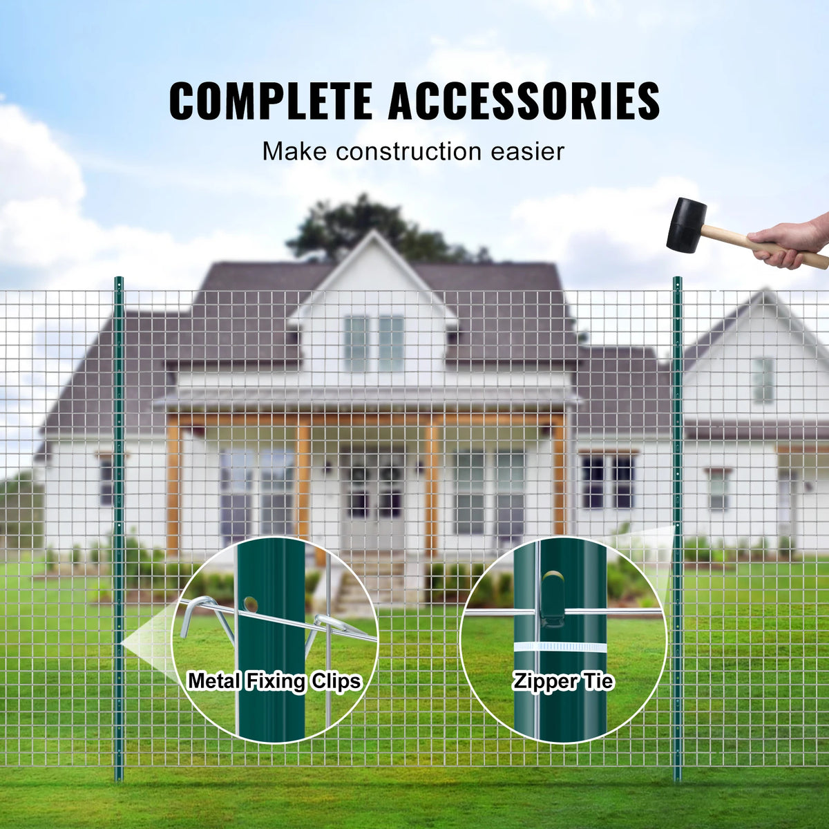 Omheiningspalen - Paal - Weidepaal - Weideomheining - Bosomheining - Bosomheining - Tuinomheining - Heavy Duty Metaal - 6 inch - voor voor Tuin Tuin Gazon Boerderijen & Buiten Draad Omheining - 6 stuks - QUORE