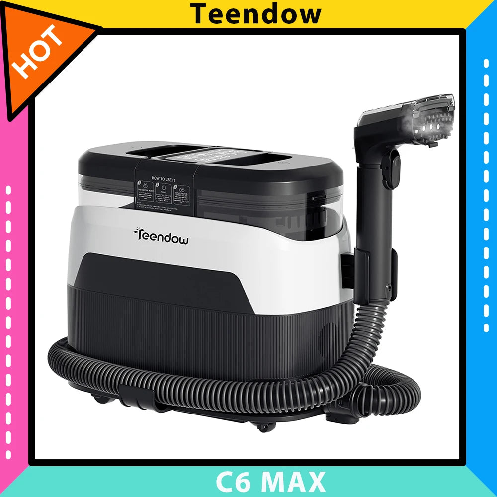 Teendow C6 MAX 3-in-1 Carpet Cleaner - 12000Pa Suction, 1250ML Water Tank, 950ML Sewage Tank, Pet-Friendly for Upholstery & Carpet Cleaning - QUORE