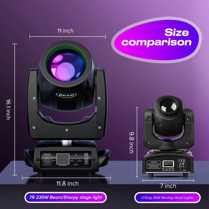 230W Moving Head Licht – Beam Licht – DJ Licht – Podiumverlichting – Showverlichting – EU Plug – Krachtige 7R Led met 24-Prism Effect – DMX512 en RDM Controle