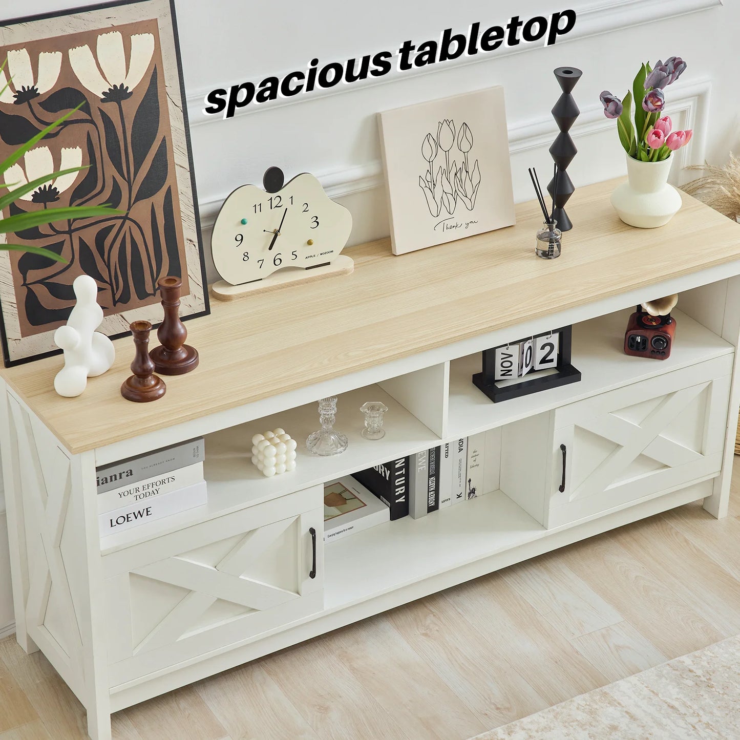 Tv-Meubel – Tv-Kast – Tv-Stand – Meubel – Draagkracht 136 Kg – Stopcontact Met Usb-Poort - 150 x 40 x 66 cm - Wit
