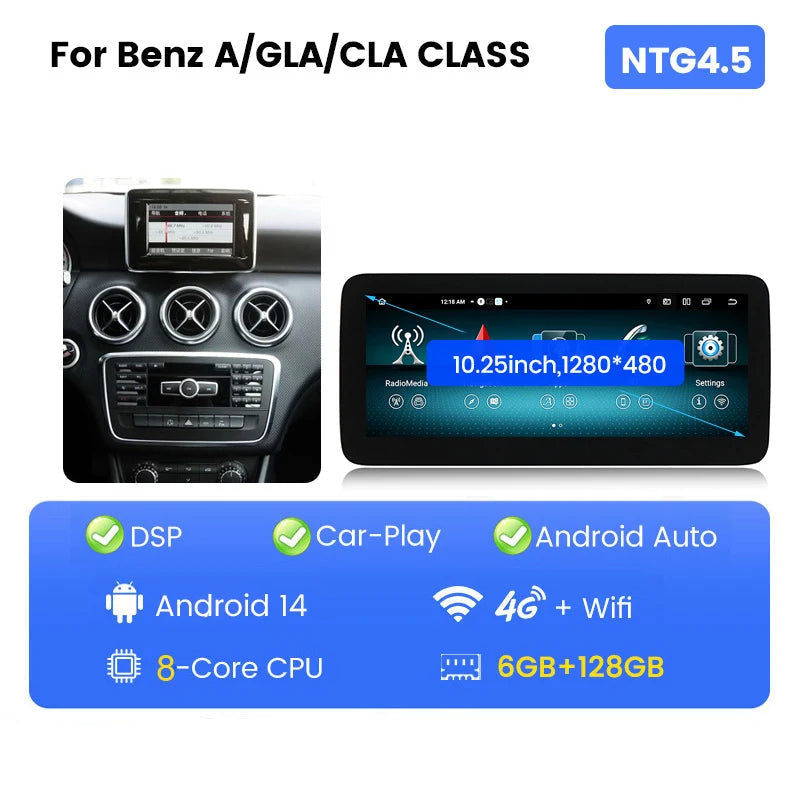 Carplay Autoradio – Multimediaspeler – Navigatiesysteem – Touchscreen – Android Autoradio – 10,25 Inch Scherm – Android 14 OS – GPS Ingebouwd