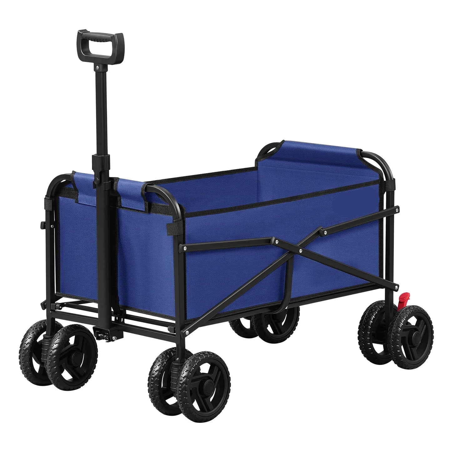 Bolderkar - Handkar - Bolderkar Opvouwbaar - Bolderwagen - met Dubbele Wielen en Remmen - Transportwagentje - Bolderkarren - voor Tuin, Strand, Camping of Picknick - Blauw - QUORE