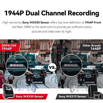 Dashcam voor Auto - Dash Cam - Dual Car Camera - 1944P HD - WiFi - Voor & Achter - 24H Parkeerbeveiliging - D²save Opslag - Zonder Geheugenkaart