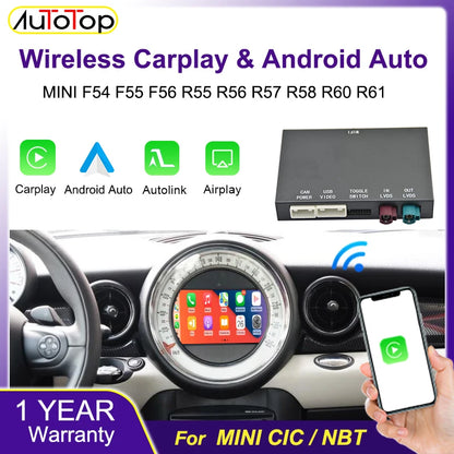 Draadloze CarPlay Adapter – Android Auto Interface – Bluetooth Multimedia Ontvanger – Auto Smartphone Integratie – BMW Mini NBT Variant – Plug & Play Installatie – Verbeterde Geluidskwaliteit - QUORE