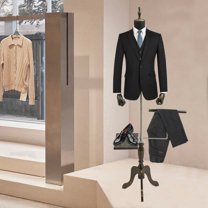Mannenpaspop – Paspop Heren – Mannequin Halflichaam – Kledingdisplay – Modellenpop – Verstelbare Hoogte 150-180 cm – Hoofdloos Zwart - QUORE