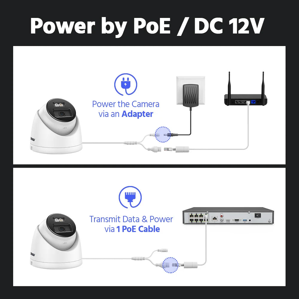 IP Camera – Beveiligingscamera – Surveillance Camera – Dome Camera – Netwerkcamera – 12MP Ultra HD – Smart Dual-Light Nachtzicht – Ingebouwde Microfoon – IP67 Waterdicht