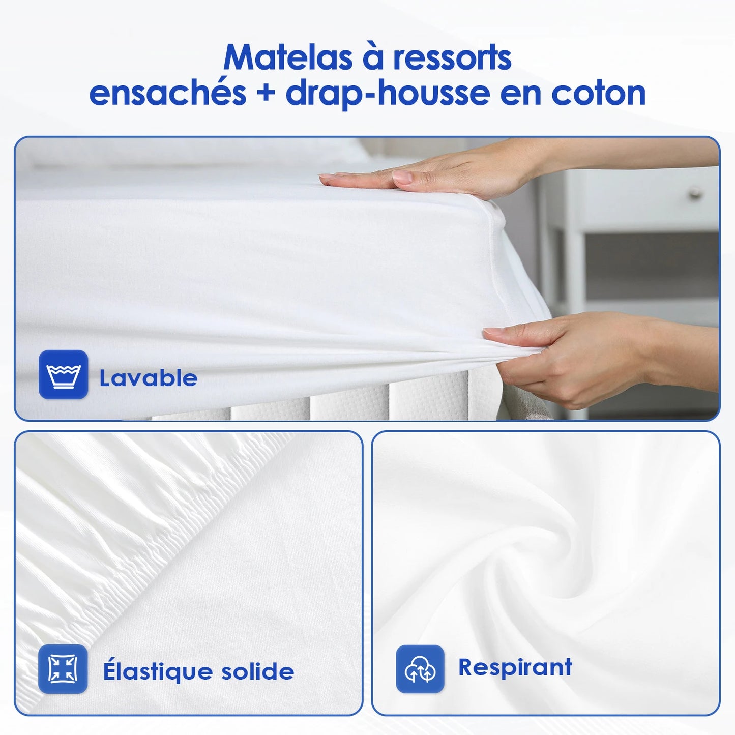 Matras – Slaapmatras – Pocketmatras – Traagschuimmatras – Orthopedisch Matras – 140x200x22 cm – 7-Zone Ondersteuning – Ademend Katoen