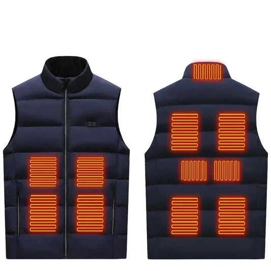 Heating Jacket - Heated Bodywarmer - Heated Clothing - USB Electric Self-Heating Vest - Unisex Heated Jacket - Rechargeable - Heating Heated Clothing - Hunting Ski - Size XL - Blue