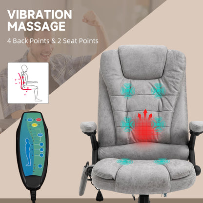 Multifunctionele Bureaustoel – Ergonomische Stoel – Massage Stoel – Comfortabele Bureaustoel – Verstelbare Rugleuning – 6 Massagepunten – Warmtefunctie - 68 x 72 x 110-120 cm - Grijs - QUORE