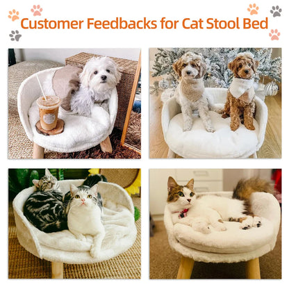 Kattenbed - Kattensofa - Zacht Warm - Pluche Fabric Pet - Nest Stoel Bed -  Houten Poten - met Kussen Pad Wasbaar - en Waterdicht - voor Kleine Huisdieren - Duurzame Structuur