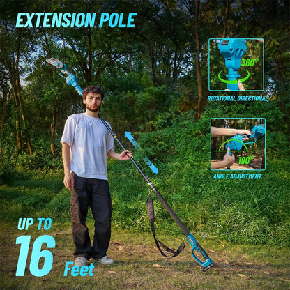 Snoeizaag – Telescopische Snoeizaag – Mini Kettingzaag – Elektrische Snoeizaag – Verstelbare Steel – Borstelloze Motor – 2 Batterijen 2000 mAh