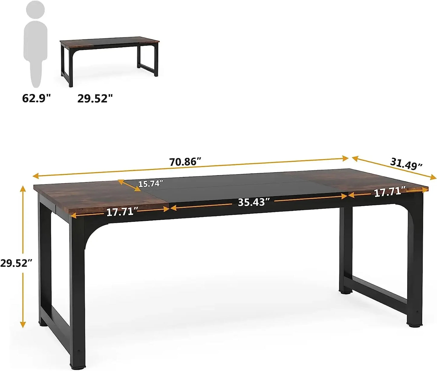 Bureau – Werkplek – Computerbureau – Schrijftafel – Studiebureau – 180 Cm Breed – E1 Spaanplaat Metalen Poot - QUORE