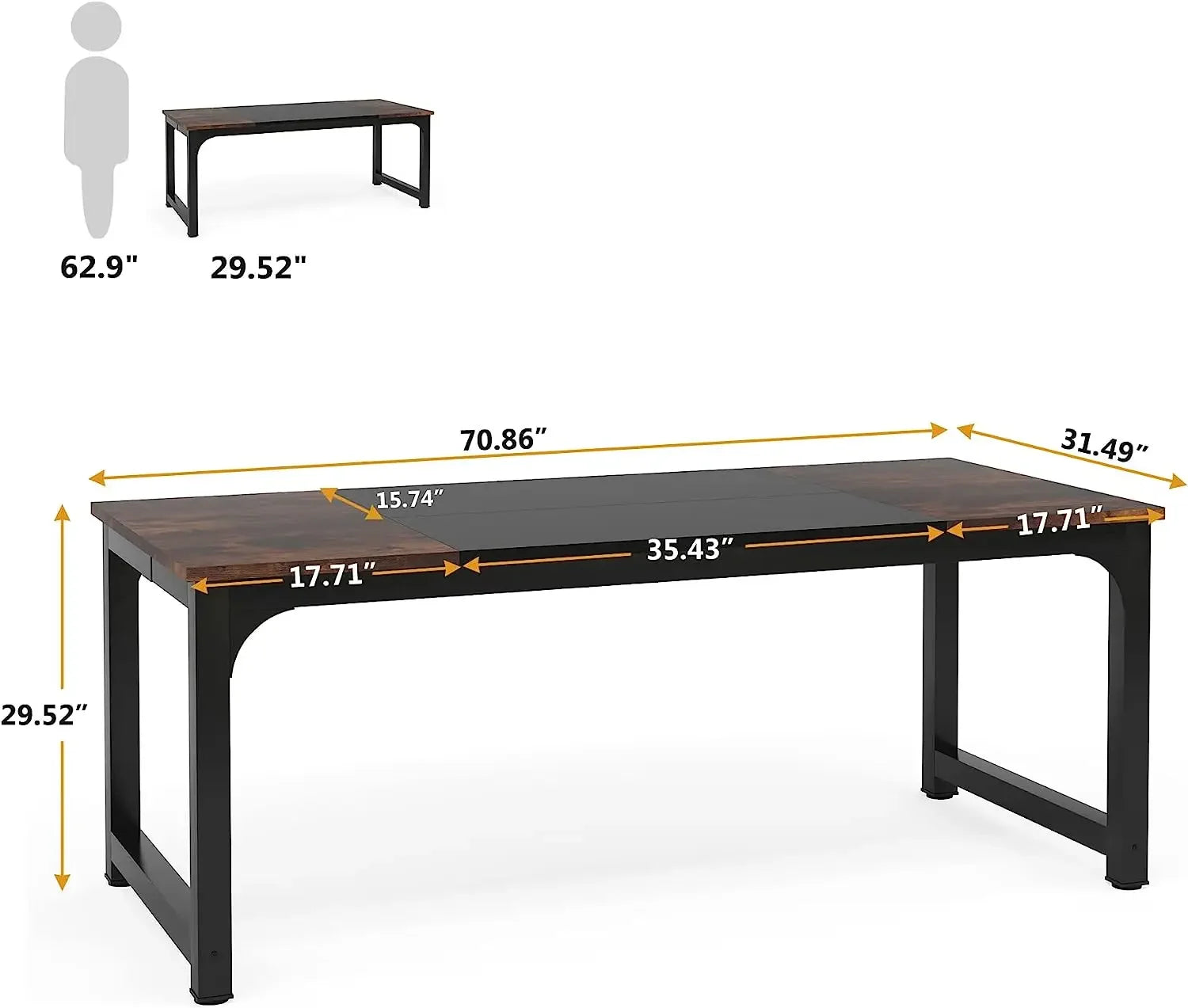 Bureau – Werkplek – Computerbureau – Schrijftafel – Studiebureau – 180 Cm Breed – E1 Spaanplaat Metalen Poot - QUORE