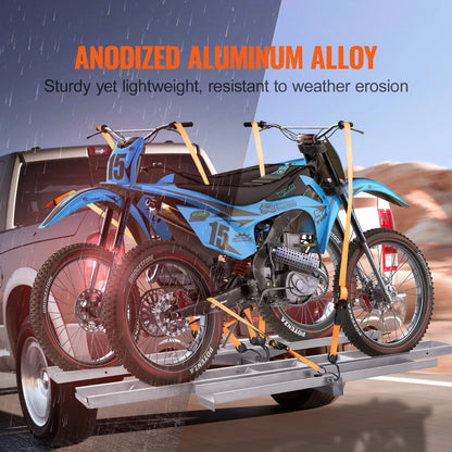 Motorfietsdrager – Motorhitchdrager – Motortransporter – Motortrailer – Motordrager – Aluminium Constructie – Inklapbare Oprijplaat 1,18 m