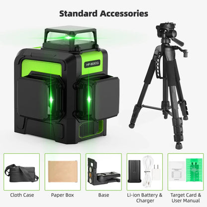 Laserwaterpas – Kruislijnlaser – 3D Laser – Zelfnivellerend – Groene Laser – 360° Projectie – Oplaadbare Lithium-Ion Batterij - Set 3