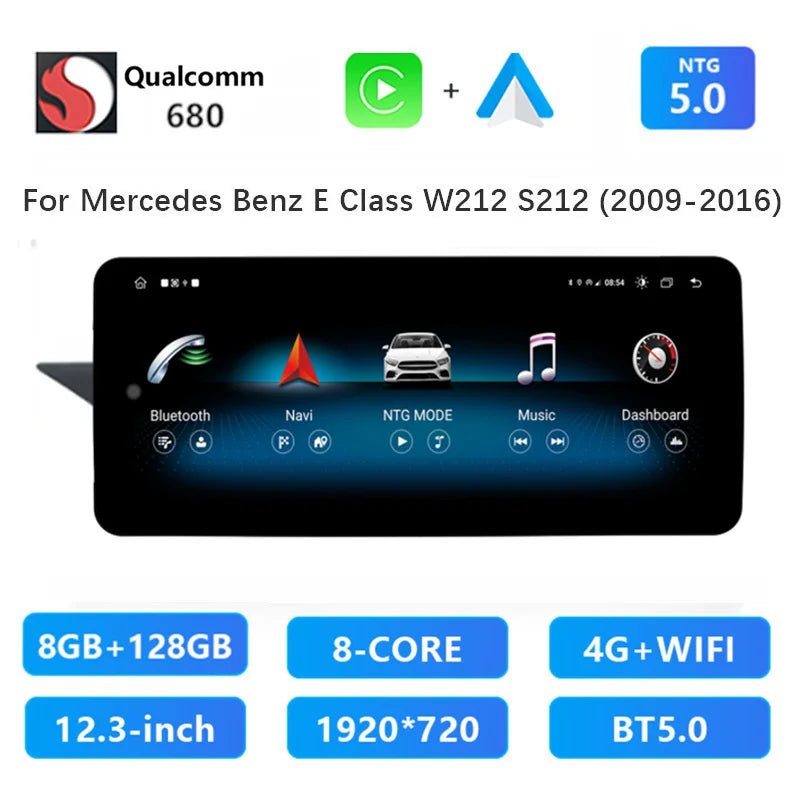 Multimedia Systeem – Auto Entertainment Systeem – Navigatie Systeem – Touchscreen Speler – 12,3 Inch HD Scherm – Snapdragon 665 Processor – Android 14 & CarPlay Ondersteuning