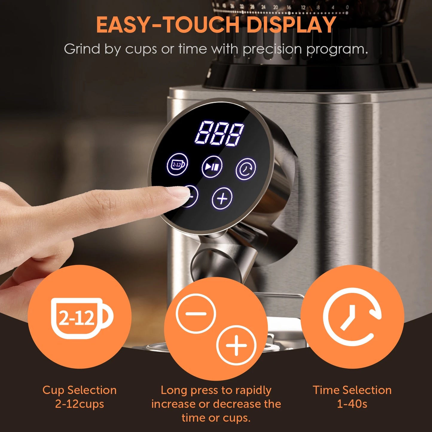 Koffiemolen - Koffiemolen Electrisch - Automatische Koffiemolen - Automatische Burr Koffiemolen - 48 Maalinstellingen – Instelbaar voor Espresso & American Coffee - QUORE