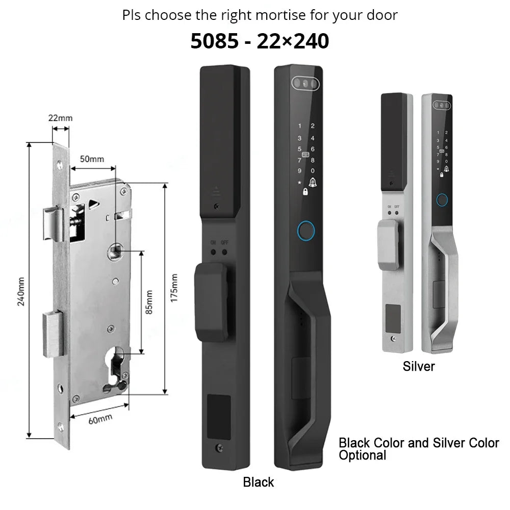 For Euro Mortise of 85/92 3D Face Recognition Smart Door Lock Tuya App Control IP68 Waterpoof Wifi Eletric Digital Smart Lock - QUORE