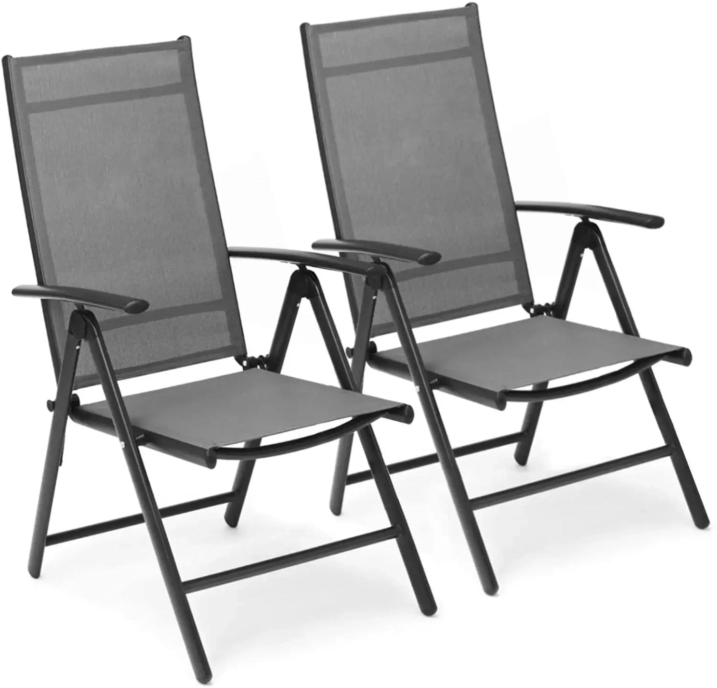 3-Delige Tuintafelset – Tuinmeubelset – Balkonset – Klapstoelset – Verstelbare Stoelen – Weerbestendig Aluminium - Zwart met Zilverkleurige Rand