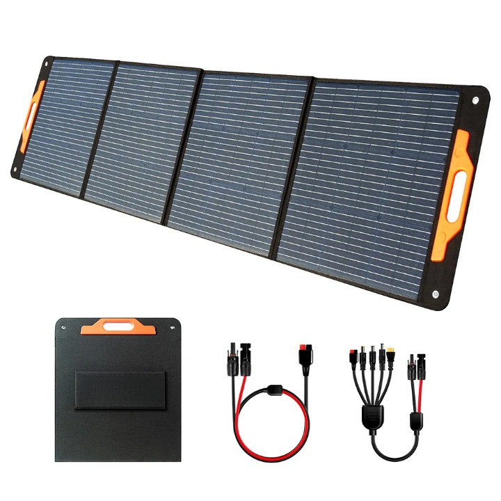 Zonnepaneel - Zonnepaneelset - Draagbaar - Opvouwbare - Waterdict - Outdoor Emergency Backup - voor Thuis - Tenten - Buiten - Kamperen - Waterdicte - 200W - 25.2V - 11.42A - 53.6 x 61.8 x 54 cm - Grijs & Oranje