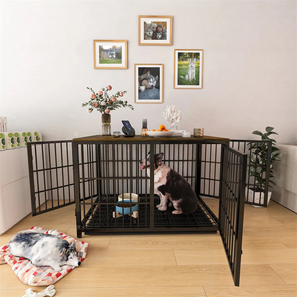 Hondenbench – Hondenkooi – Huisdierenbench – Dierenbench – 3-Deurs Ontwerp – Duurzaam Metaal – Uitschuifbare Tray