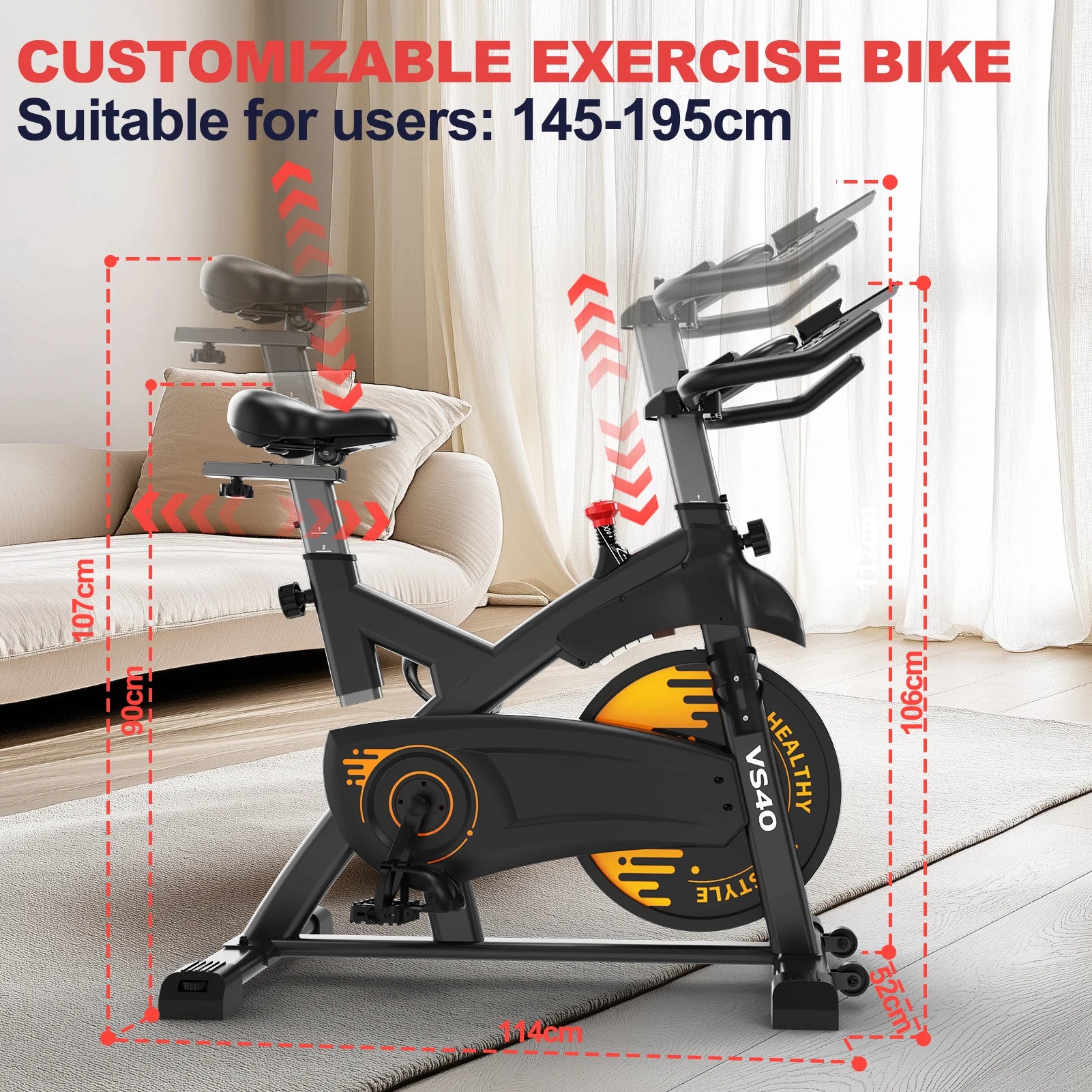 Hometrainer – Fitnessfiets – Exercisefiets – Magnetische Fiets – Stil Werkend – Verstelbaar Zadel – Bluetooth Connectiviteit - QUORE