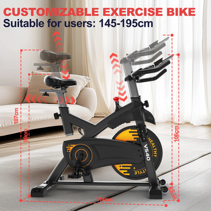 Hometrainer – Fitnessfiets – Exercisefiets – Magnetische Fiets – Stil Werkend – Verstelbaar Zadel – Bluetooth Connectiviteit - QUORE