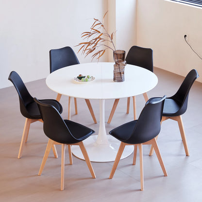 Eettafelset Ronde Tafel – Eettafel – Eetkamerset – Dinerset – Keukentafelset – Zwart-Wit – 110 x 110 cm – Massief Hout