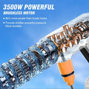 Yofidra - Elektrische Autowasmachine - Hogedrukreiniger - 6 in 1 - 18V - 3500W - 200Bar - 380L/H - Terrasreiniger - Elektrisch Waterpistool - Spyra - Borstelloze Motor