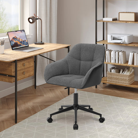 Office Chair - Work Chair - Chairs - Adjustable Height - Armrests - Comfortable Seat - Velvet - 360° Rotatable - Ergonomic - Cream Bouclé