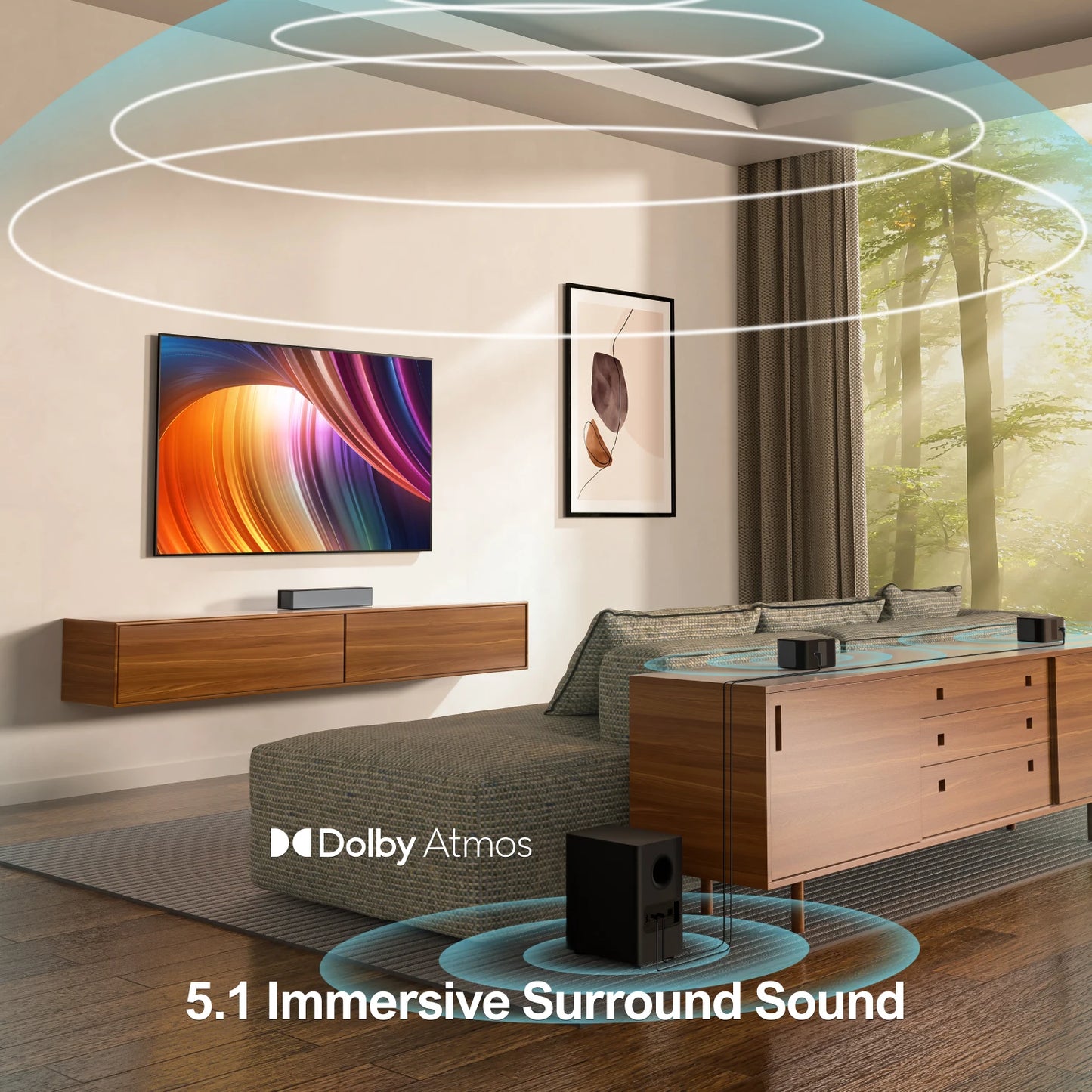 Soundbar – Surround Sound System – Home Cinema Speaker – Dolby Atmos Speaker – Draadloze Subwoofer – 5.1 Surround Geluid – HDMI-eARC Connectiviteit