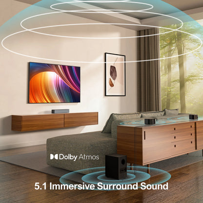 Soundbar – Surround Sound System – Home Cinema Speaker – Dolby Atmos Speaker – Draadloze Subwoofer – 5.1 Surround Geluid – HDMI-eARC Connectiviteit