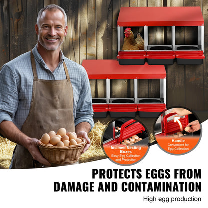 Nestkast - Nestkastje - Hennen Nestdozen - Stabiele en Corrosiebestendige Metalen Nestboxen voor Verschillende Kippenrassen - 3 nestdozen