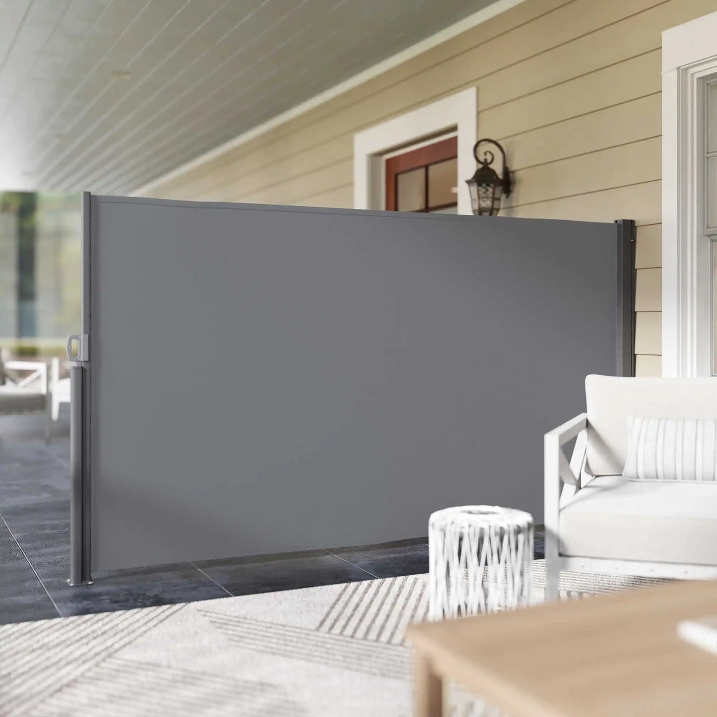 Uitschuifbaar Zijscherm – Balkon Scherm – Tuin Afsluiting – Buitenprivacy – Polyester Waterbestendig – Aluminium Frame