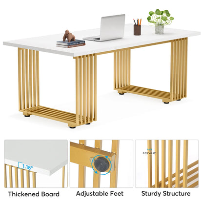 Bureau - Computertafel - Bureautafel - Game Bureau - 70.9" - Moderne Houten Gaming Gureau - met Gouden Metalen Poten – Stijlvolle Werkplek & Kleine Vergadertafel