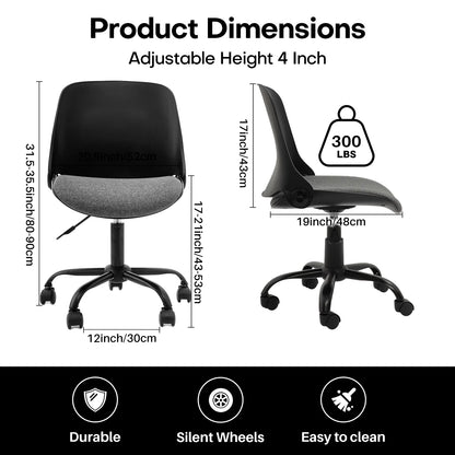 Bureaustoel – Ergonomische Stoel – Werkstoel – Thuiswerkstoel – Vouwbare Rugleuning – Verstelbare Zithoogte – 360° Draaibaar - Zwart