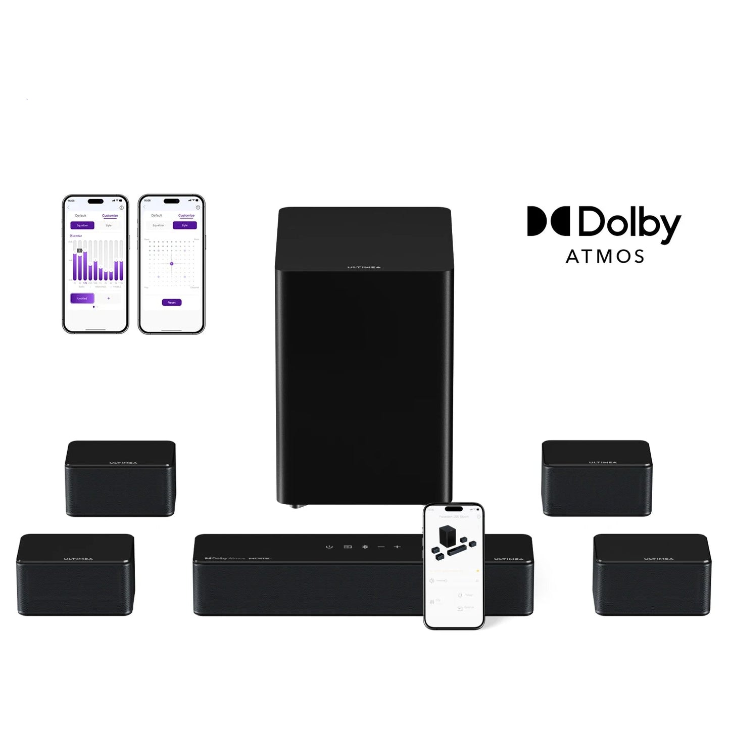 Soundbar – Home Cinema Speaker – Surround Sound Systeem – Draadloze Subwoofer – 7.1-Kanaals Audio – Dolby Atmos 3D Geluid – Krachtige Bass