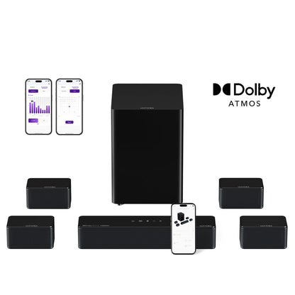 Soundbar – Surround Set – Home Cinema Speaker – Draadloze Subwoofer – 7.1 Kanaals – Dolby Atmos – Krachtige BassMX Basweergave