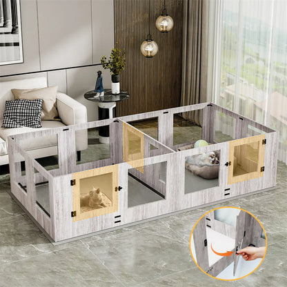 Whelpbox – Puppybox – Speelren – Kennel – Gehard Glas – Doorschuifbare Scheidingswand - AB - QUORE