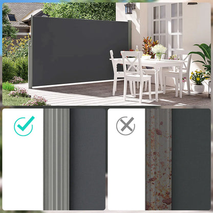 Windscherm - Tuinscherm - Zijluifel - Opvouwbare Windschermen - 200 x 350 cm - Volledig Aluminium Frame – Waterdicht - UV 30+ Bescherming – Privacy Scherm voor Buiten - Donkergrijs