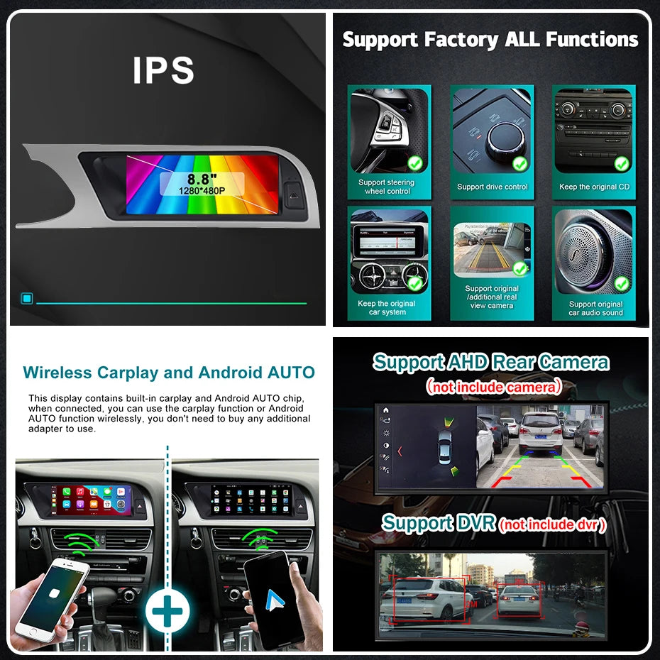 Autostereo – Autoradio – Multimedia Systeem – 2-DIN Radio – Touchscreen Navigatie – Android 14 – Draadloos CarPlay & 4G LTE
