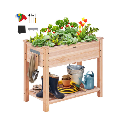 Kweekbak - Kweektafel - Propagator - Kweektafel op poten - Verhoogde Groentetuinbak - Groentetuinbakken - Kweektafel - Kweektafel op poten - Hout - Met Gehele Kit en Drainagesysteem - Voor het Planten van Bloemen Groente Kruiden - Vloertype