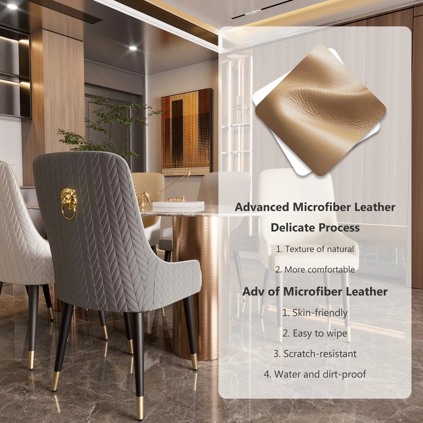 Eetkamerstoelen – Stoelen – Zetels – Zitmeubels – Moderne Stoelen – Microfiber Leer – Hoog Zitcomfort - Grijs