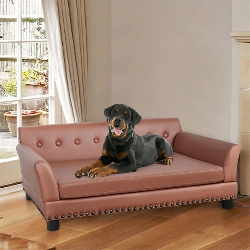 Hondenbed – Hondenmand – Hondenkussen – Hondenbank – Dog Sofa – Groot formaat – Waterafstotend PU-leer – Uitneembaar kussen - QUORE
