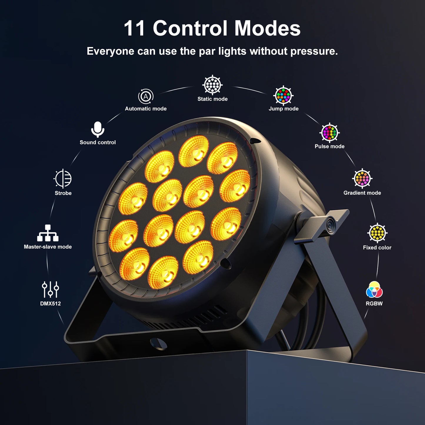 LED PAR Stage Light – Podiumverlichting – DJ Licht – Theaterlamp – Feestverlichting – Set van 4 – 180W RGBW LED’s – Verstelbare 360° Hoek – EU Stekker