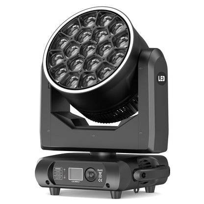 RGBW Moving Head Licht – LED Moving Head – Stage Light – DJ Licht – Disco Verlichting – Upgraded EU Plug – 19x15W LED Met 540° Pan & Elektronische Zoom