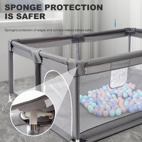 Grondbox Baby - Speelbox - Baby Playpen - Kruipbox voor Baby - Grondbox Kruipbox - Veilige Speelomgeving - Speelbox - Baby box - 200x200cm - Grijs