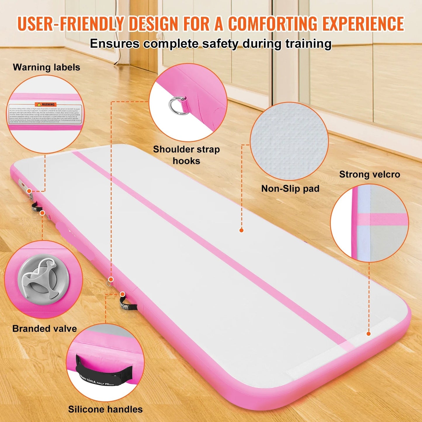 Gymnastiekmat - Opblaasbare - Turnmat - Dikke Tumbling Mat - met Elektrische Pomp - Voor Thuis - Gym & Training - Hoogwaardig PVC-materiaal - Ergonomische Handgreep - en Schouderband - 10ftx3.3ftx4inch - Groen