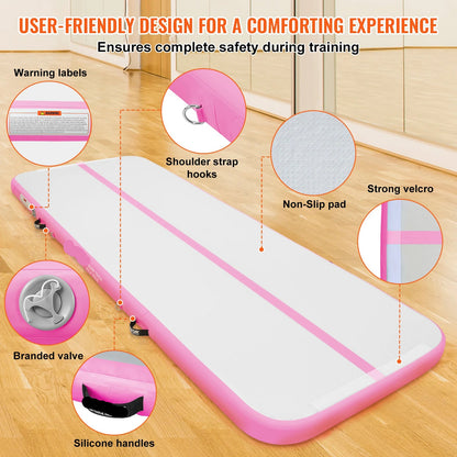Gymnastiekmat - Opblaasbare - Turnmat - Dikke Tumbling Mat - met Elektrische Pomp - Voor Thuis - Gym & Training - Hoogwaardig PVC-materiaal - Ergonomische Handgreep - en Schouderband - 13ftx3.3ftx4inch - Groen - QUORE